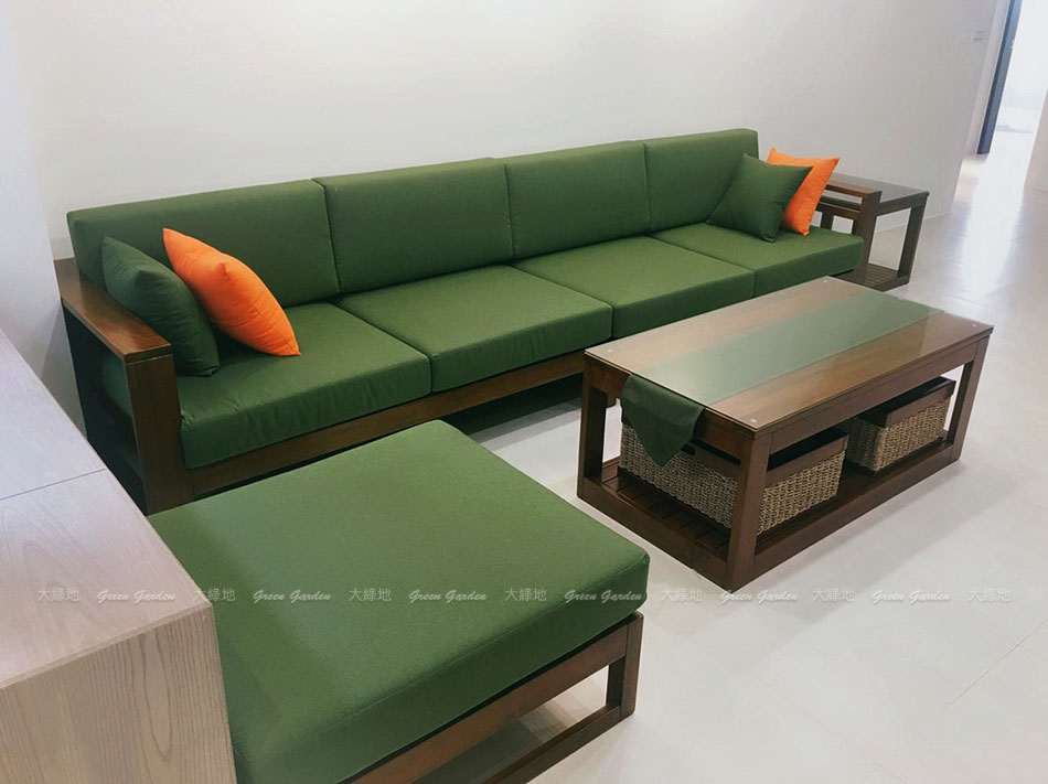 柚木沙發&橄欖綠椅墊