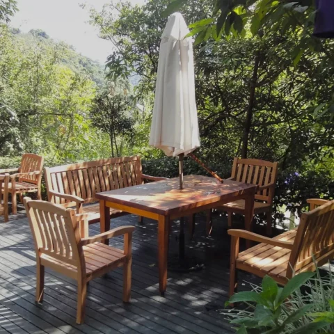 teak outdoor furniture table and chair