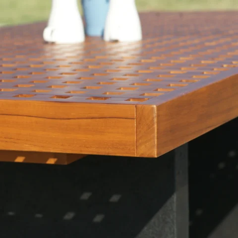 柚木 棋格長桌