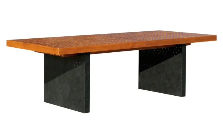 柚木 棋格長桌