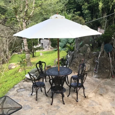 花紋 圓桌 皇后 鑄鋁餐椅