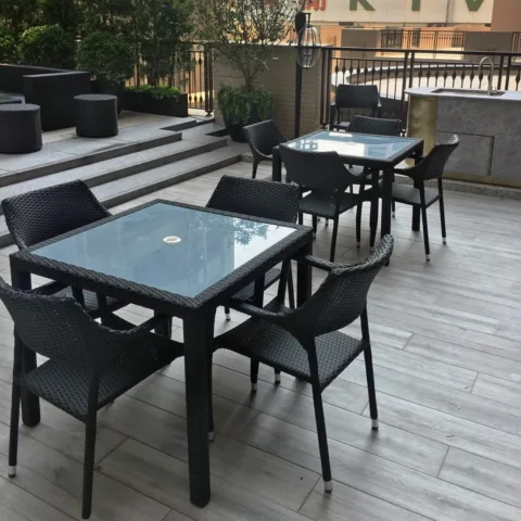布萊曼 藤編扶手餐椅 (深黑條)